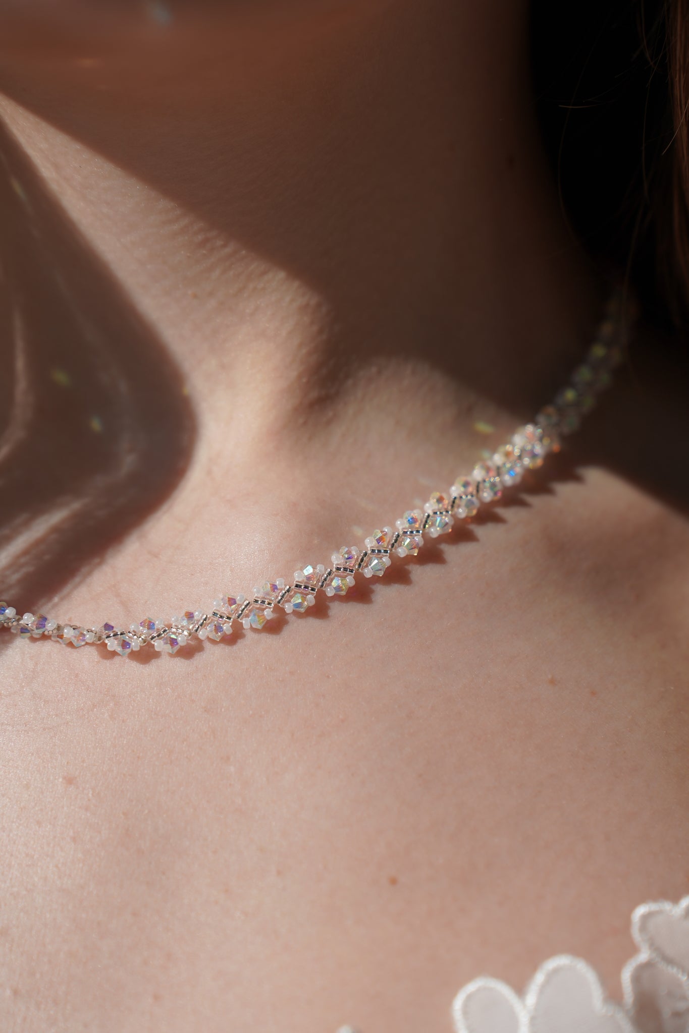 Spiral Helix Necklace - Crystal AB Swarovski Crystal beads