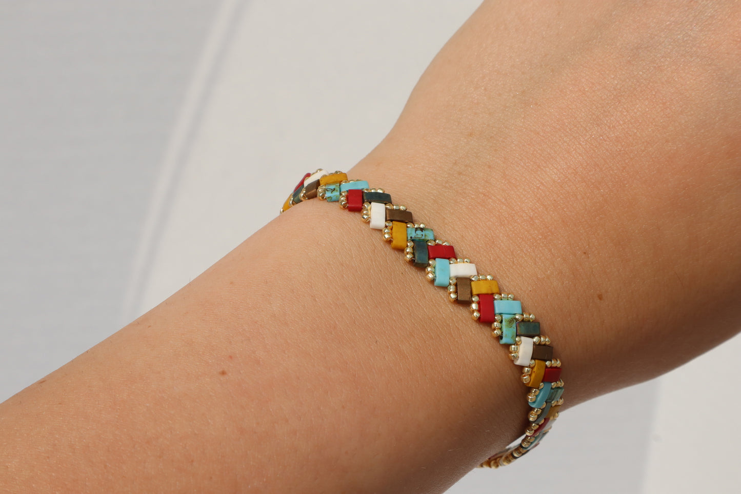 Autumn/ Beachy Mix Braided Tila Bracelet