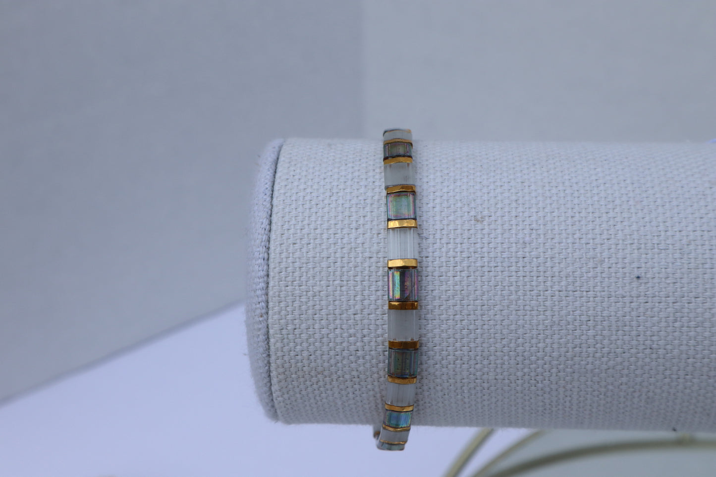 Straight Grey/ blue Full Tila Bracelet