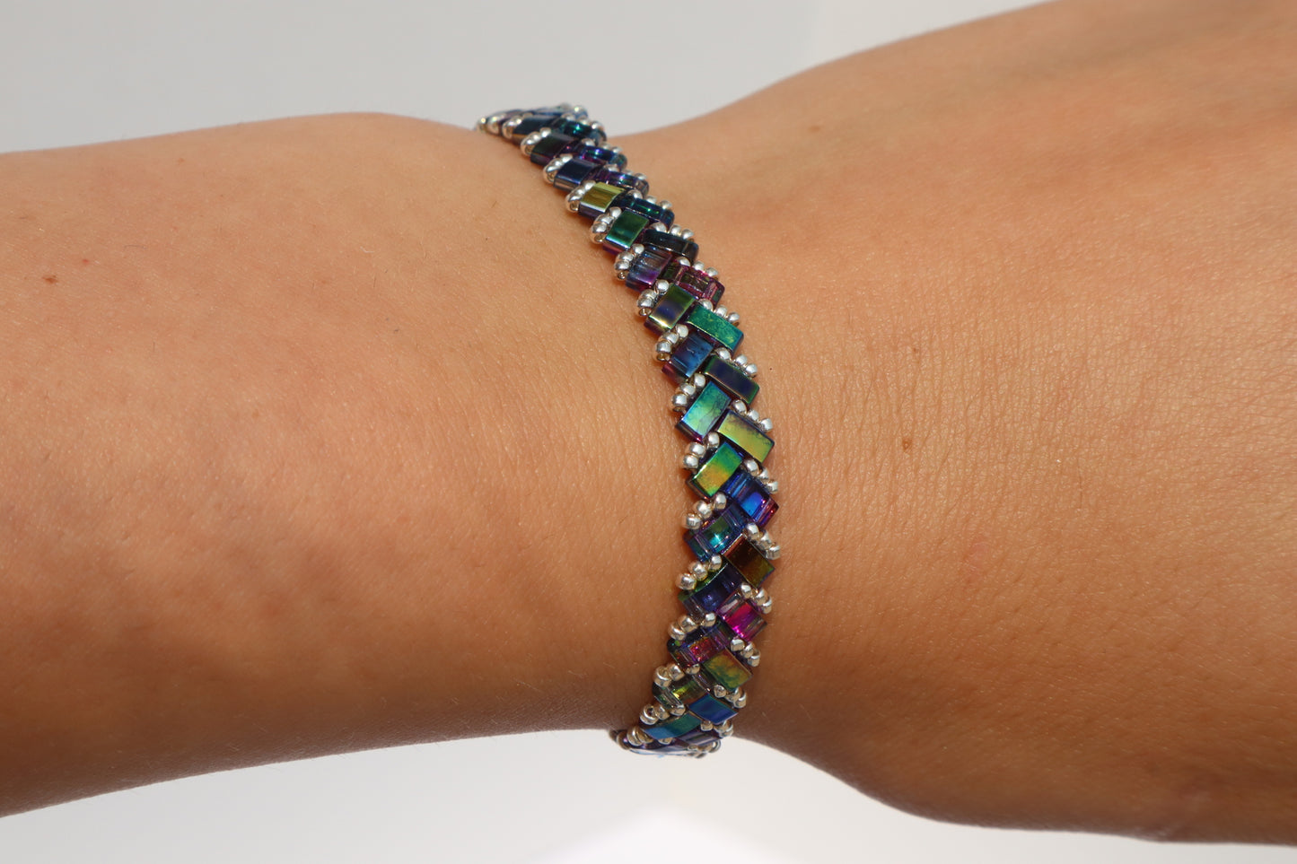Magic Blue Braided Tila with Silver