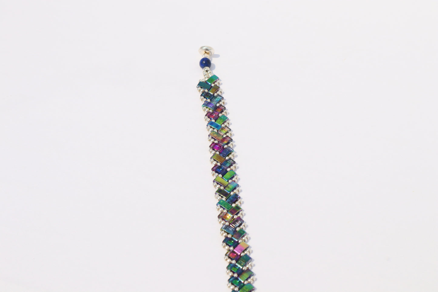 Magic Blue Braided Tila with Silver
