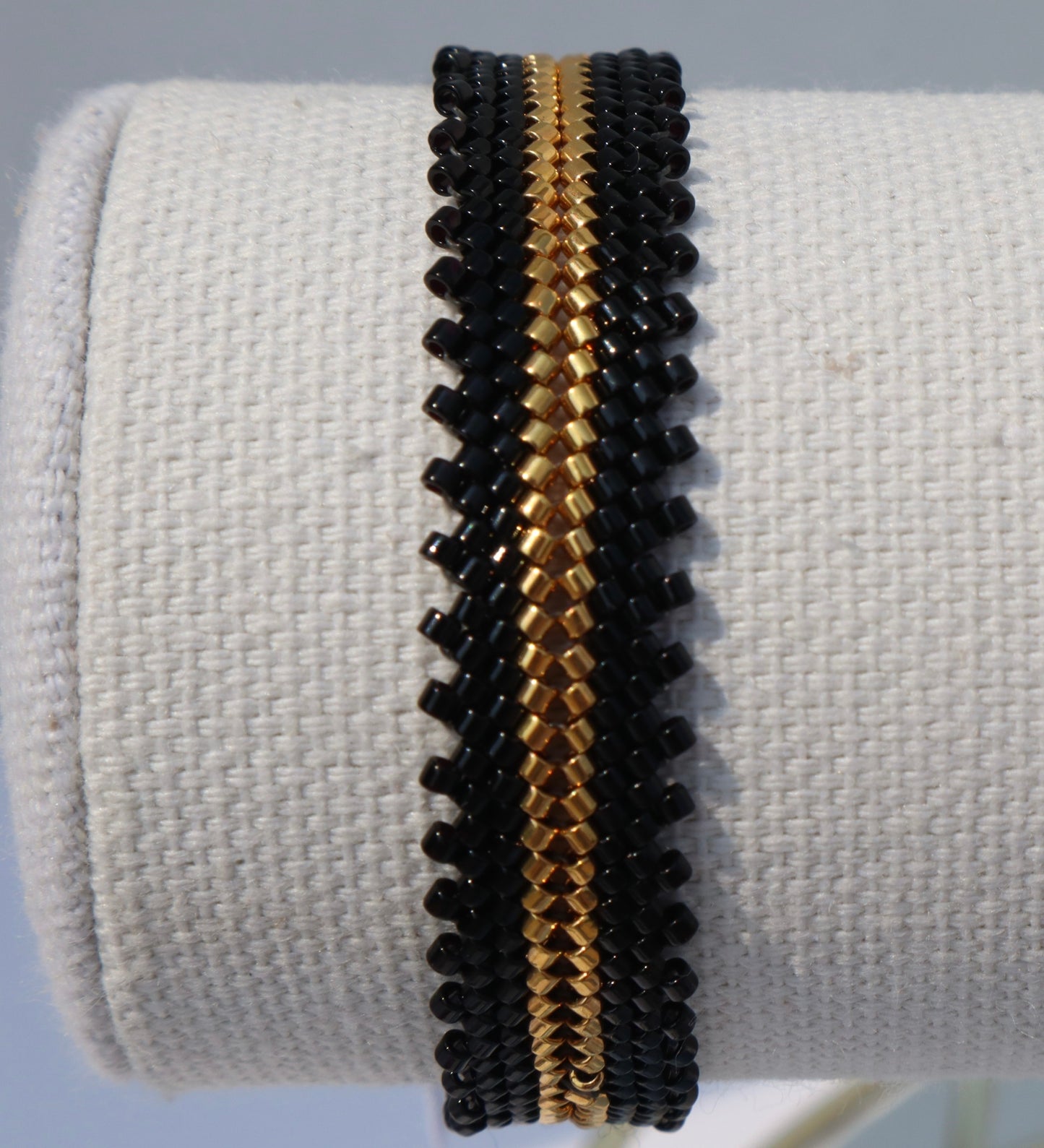 Black w/ 24kt Gold accent Midwest Stitch Delica Bracelet