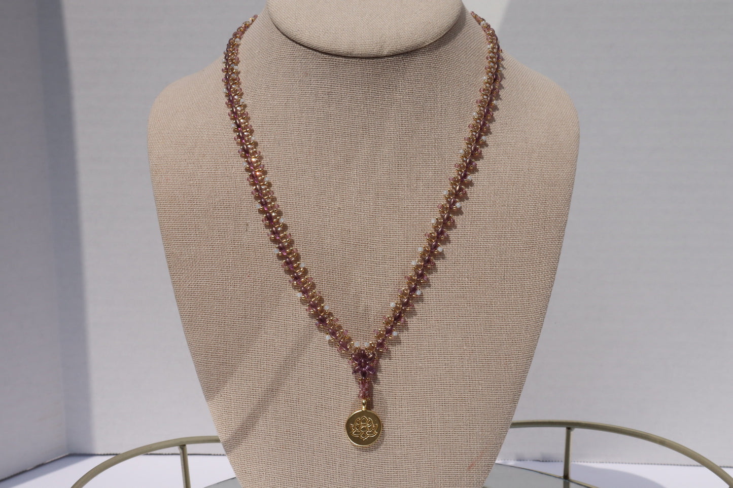 Purple Luster and Clear Gold Lined Starlight Necklace