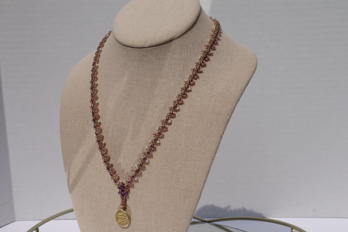 Purple Luster and Clear Gold Lined Starlight Necklace