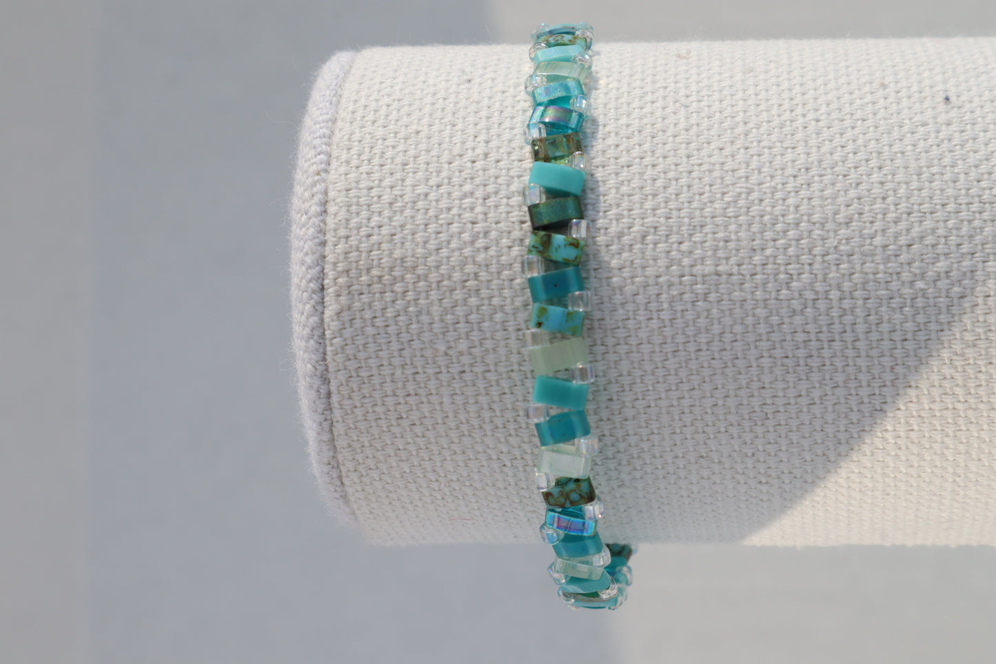 Teal Mix Railroad Tila Bracelet