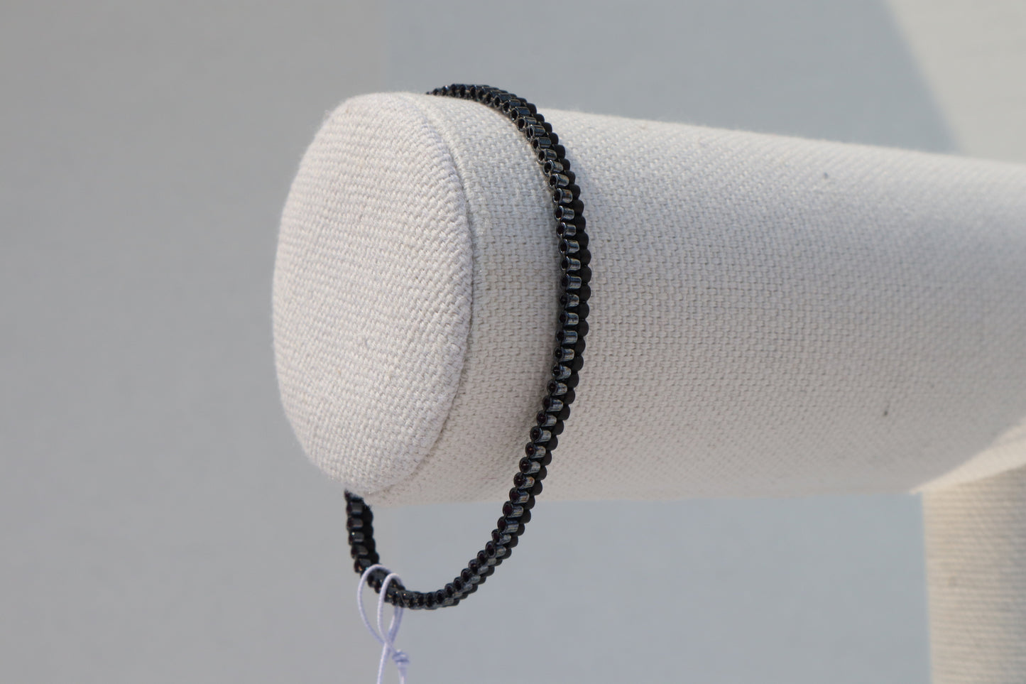Matte Black and Gunmetal 2-Wide Delica Bead Bracelet