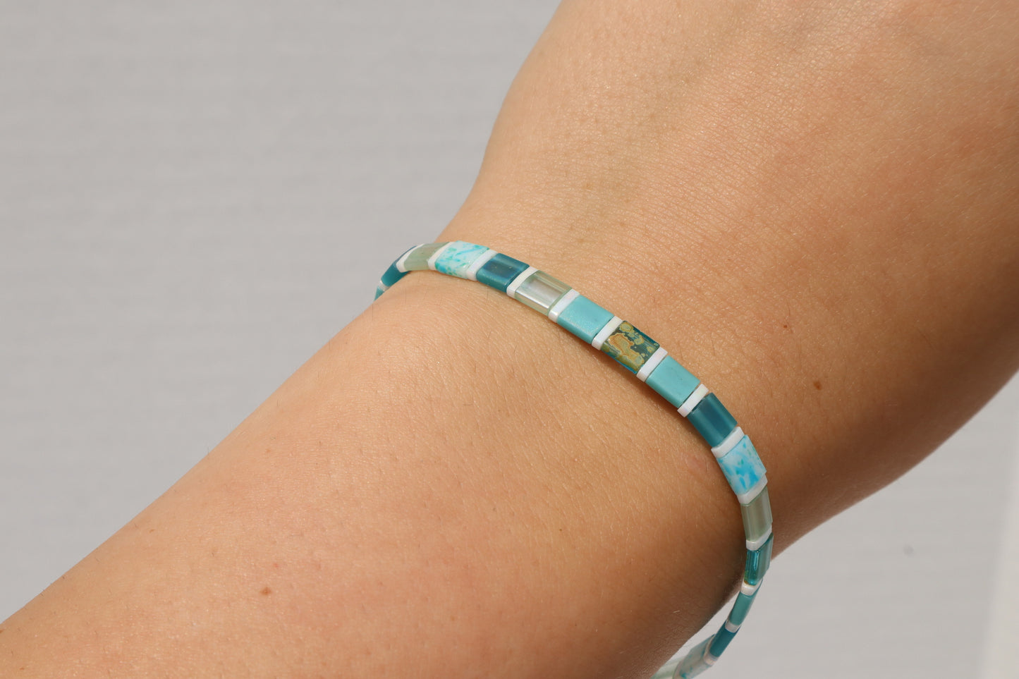 Teal Mix Full Straight Tila Bracelet
