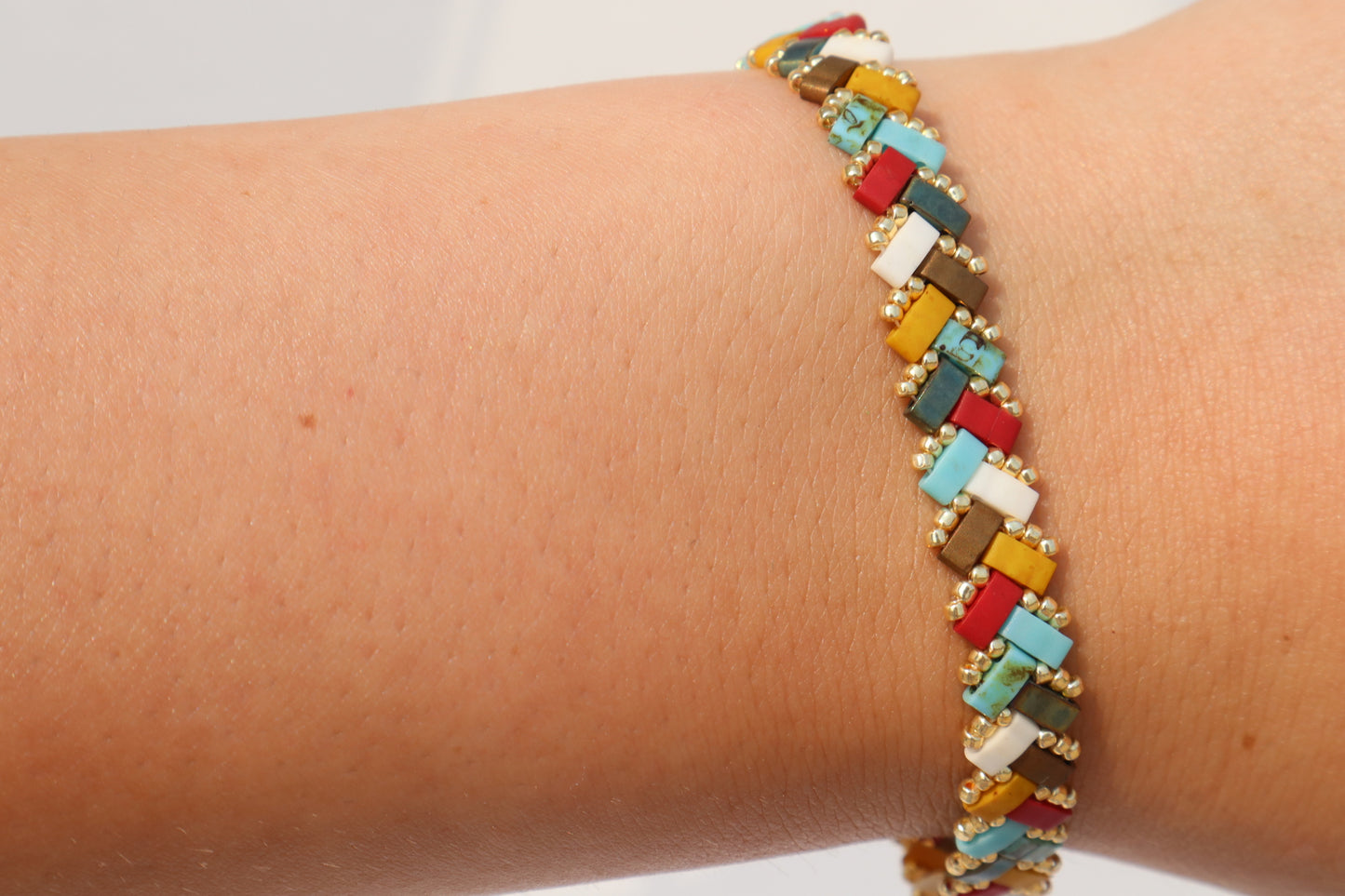 Autumn/ Beachy Mix Braided Tila Bracelet