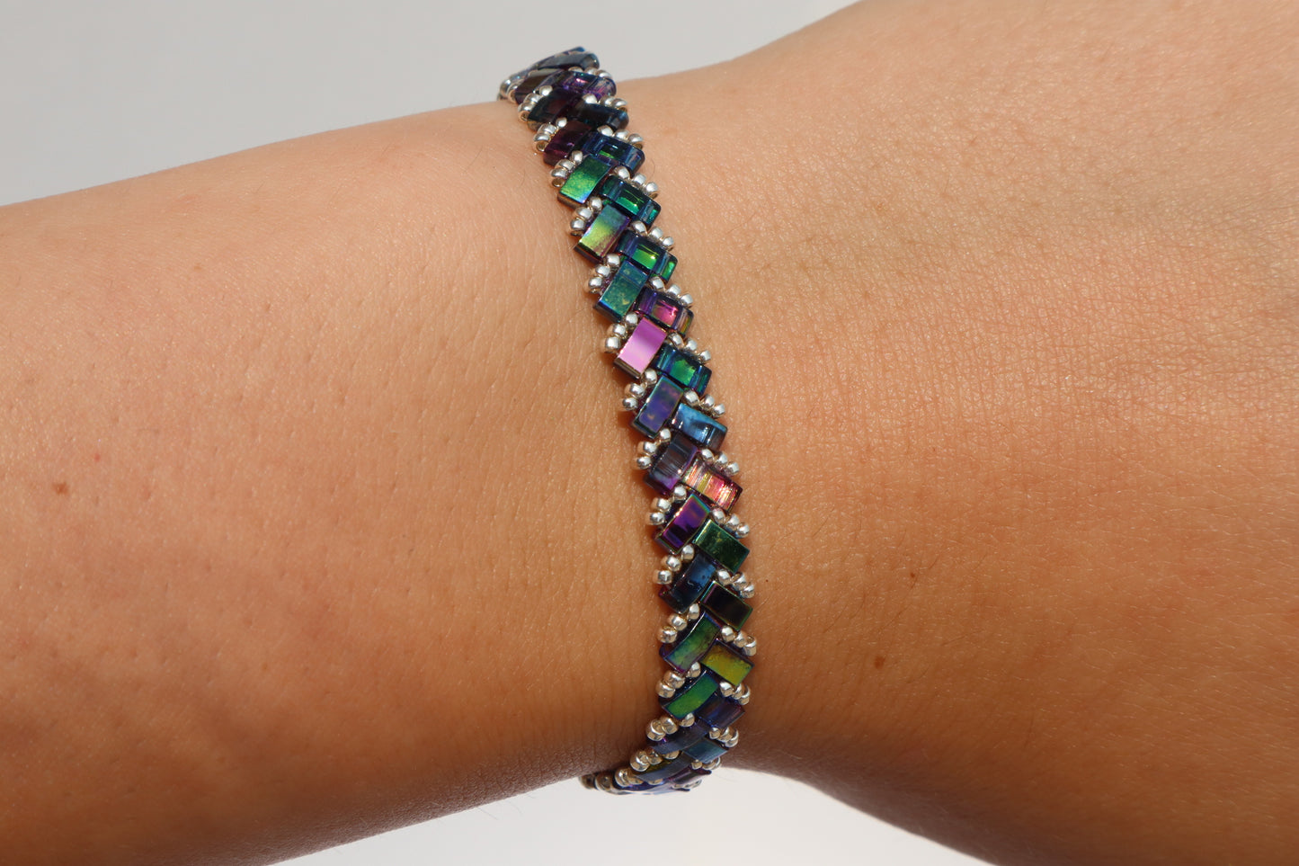 Magic Blue Braided Tila with Silver