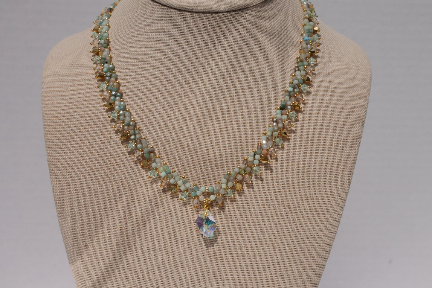 Amazonite Stone St. Petersburg Necklace with crystal accent
