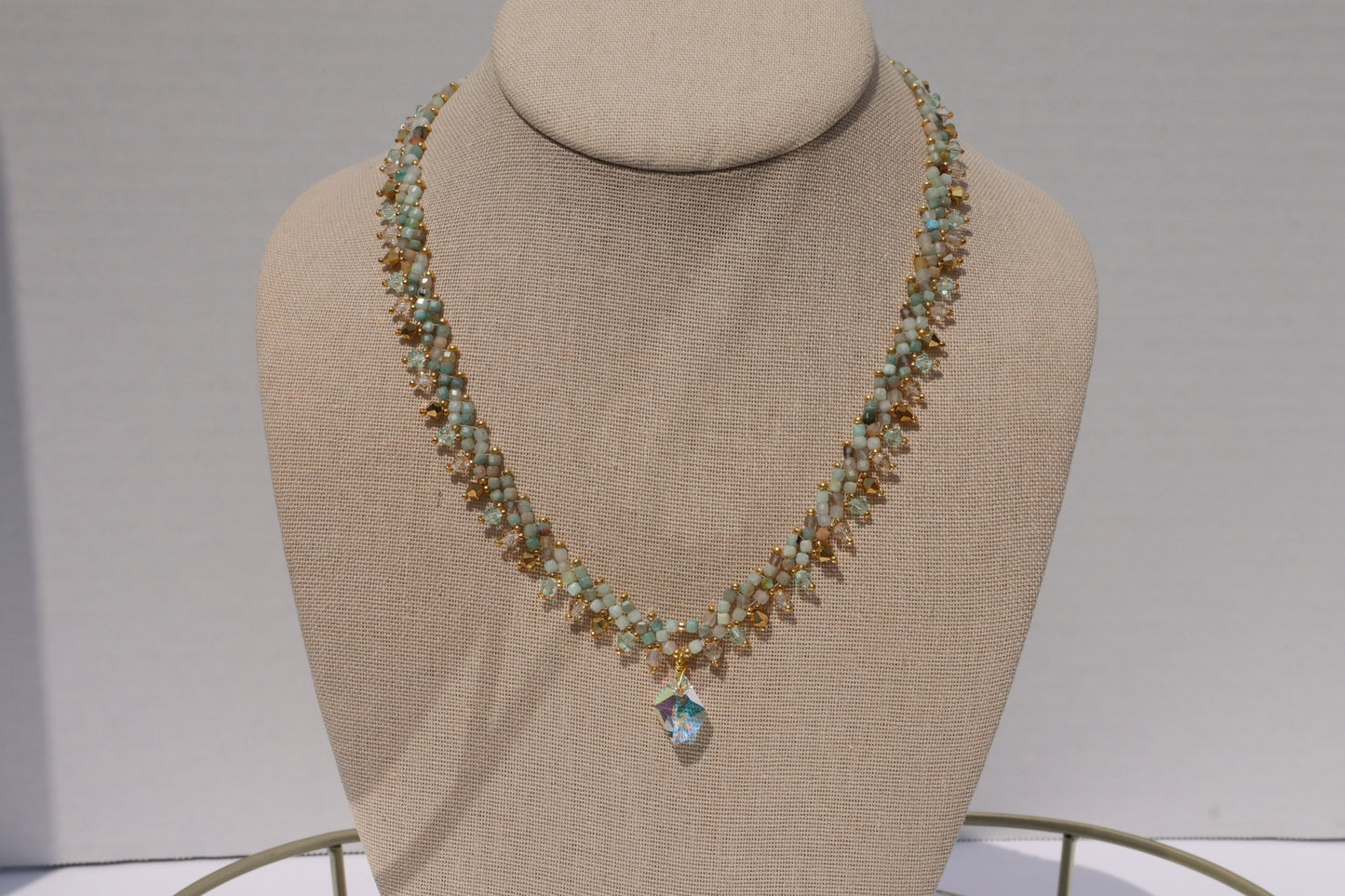Amazonite Stone St. Petersburg Necklace with crystal accent