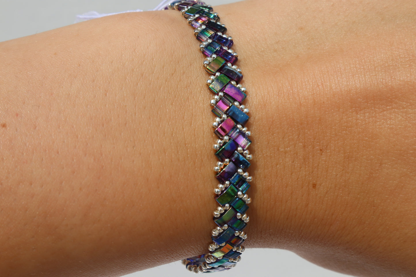 Magic Blue Braided Tila with Silver