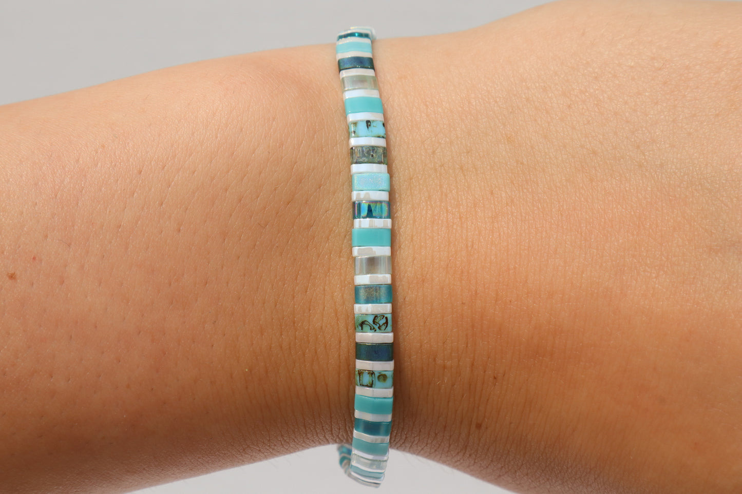 Teal Mix Half Straight Tila Bracelet