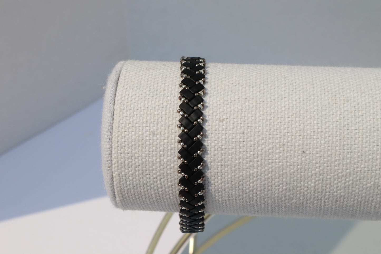 Matte Black and Nickel and Silver colored Braided Bracelet