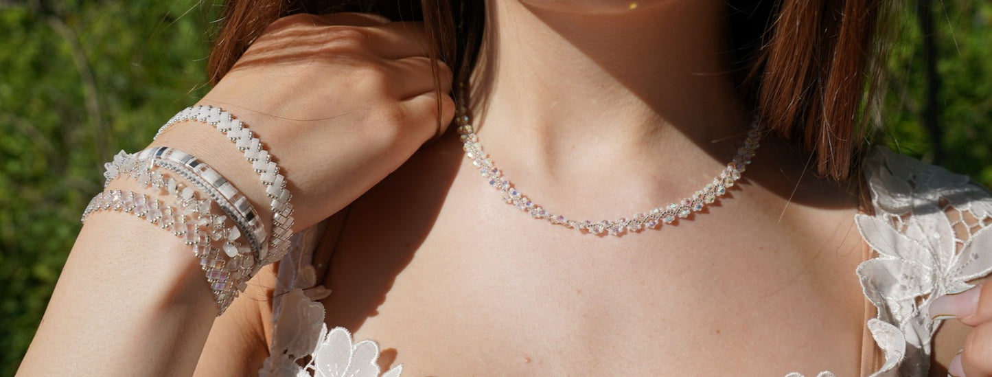 Spiral Helix Necklace - Crystal AB Swarovski Crystal beads