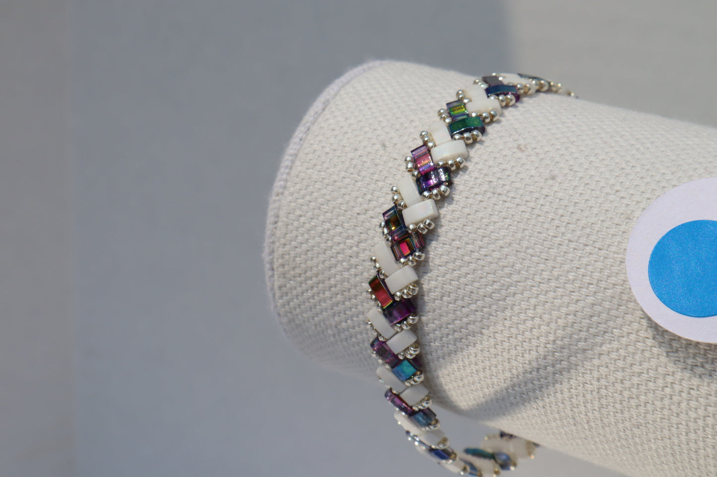 Magic Blue and Matte White AB with Bright Sterling Silver
