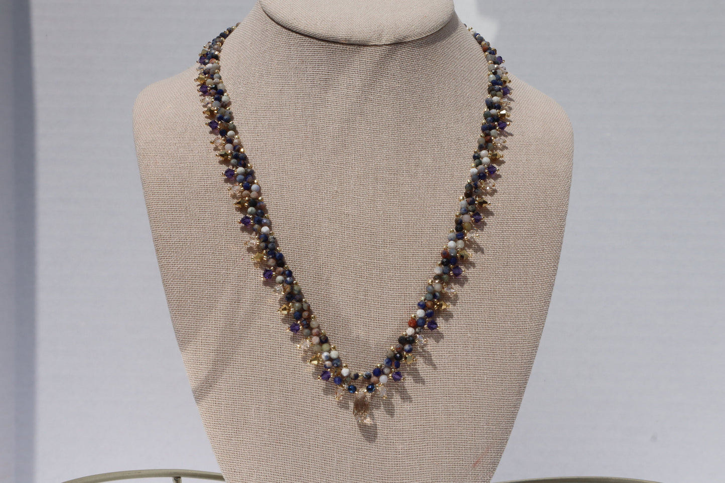 Lapis Stone St. Petersburg Necklace with crystal accent