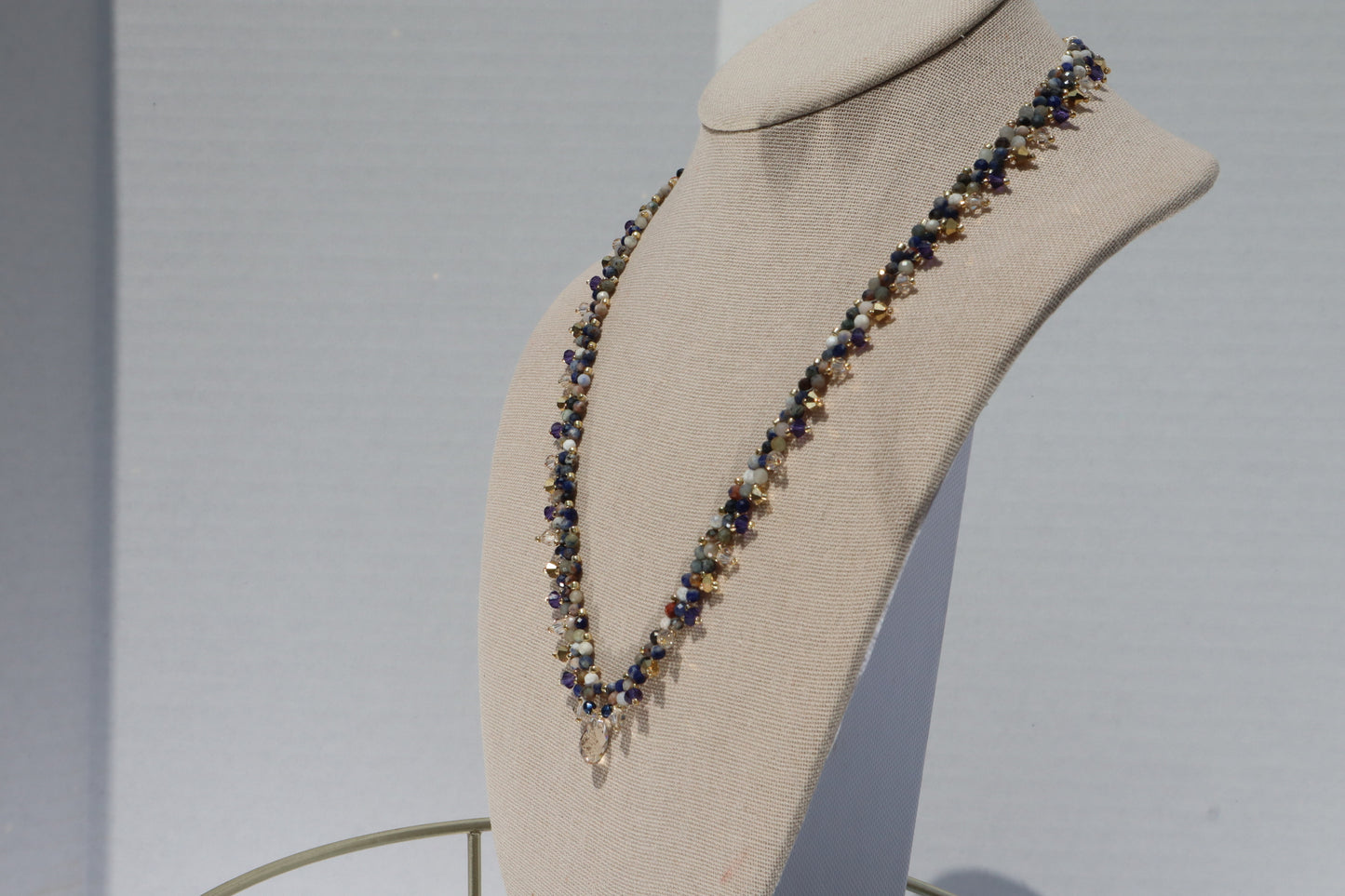 Lapis Stone St. Petersburg Necklace with crystal accent