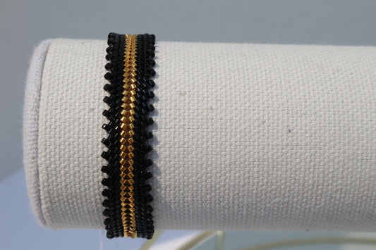 Black w/ 24kt Gold accent Midwest Stitch Delica Bracelet