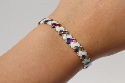 Magic Blue and Matte White AB with Bright Sterling Silver