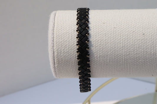 Matte Black and Nickel/ Shiny Black colored Braided Bracelet