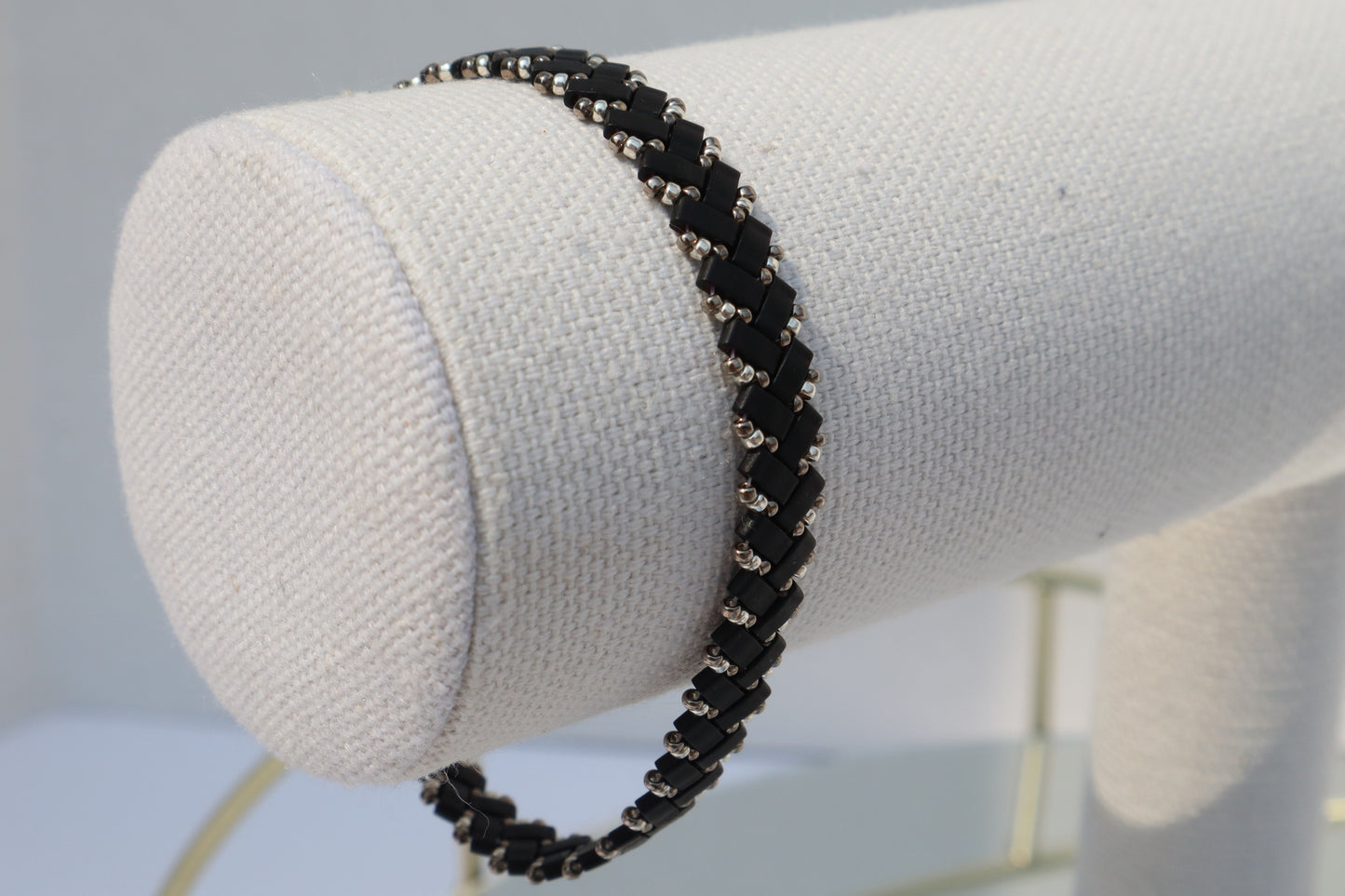 Matte Black and Nickel and Silver colored Braided Bracelet