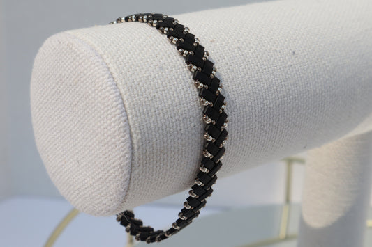 Matte Black and Nickel and Silver colored Braided Bracelet