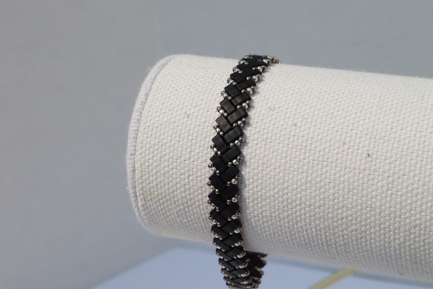 Matte Black and Nickel and Silver colored Braided Bracelet