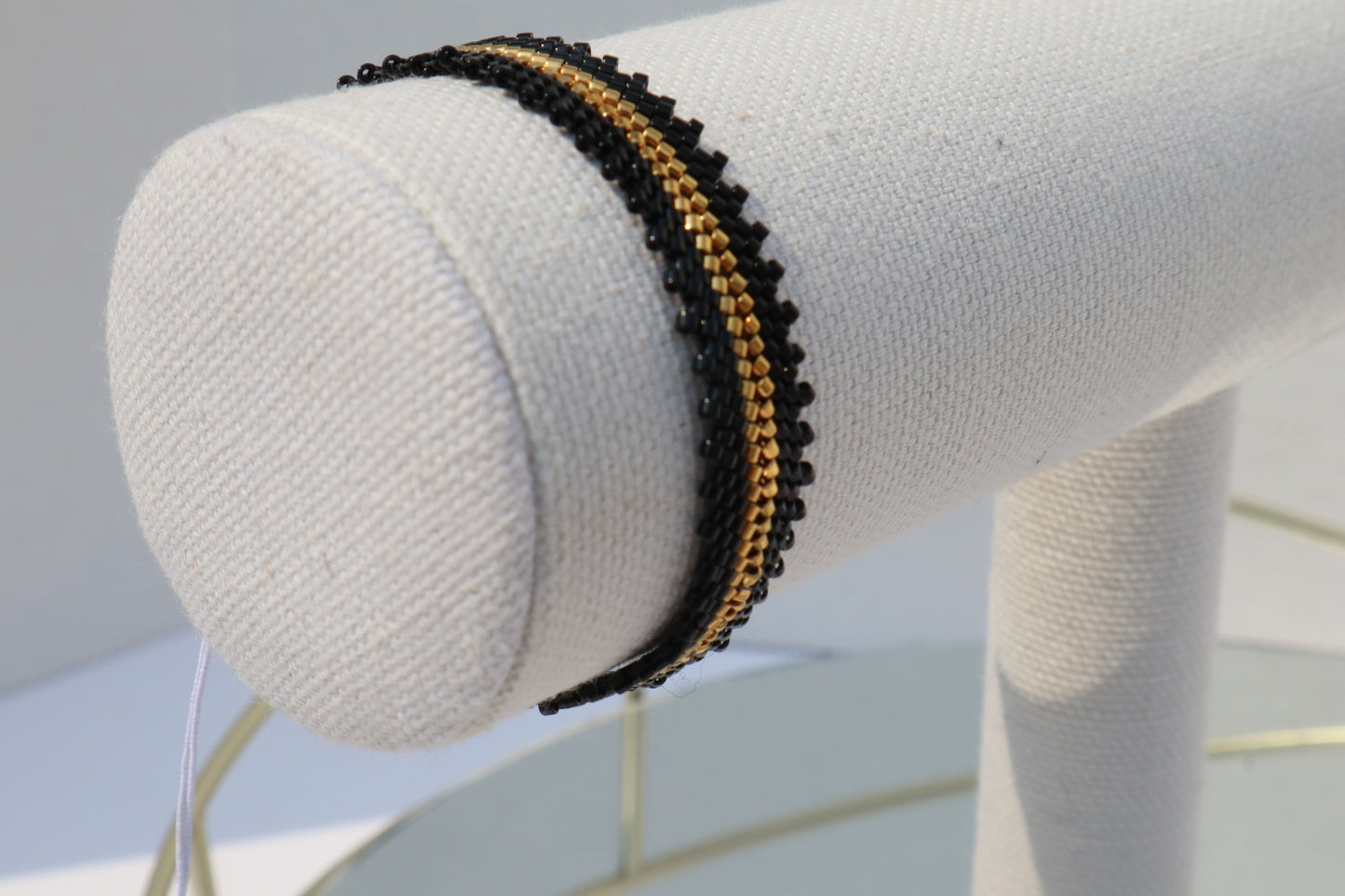 Black w/ 24kt Gold accent Midwest Stitch Delica Bracelet
