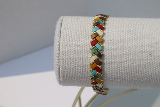 Autumn/ Beachy Mix Braided Tila Bracelet