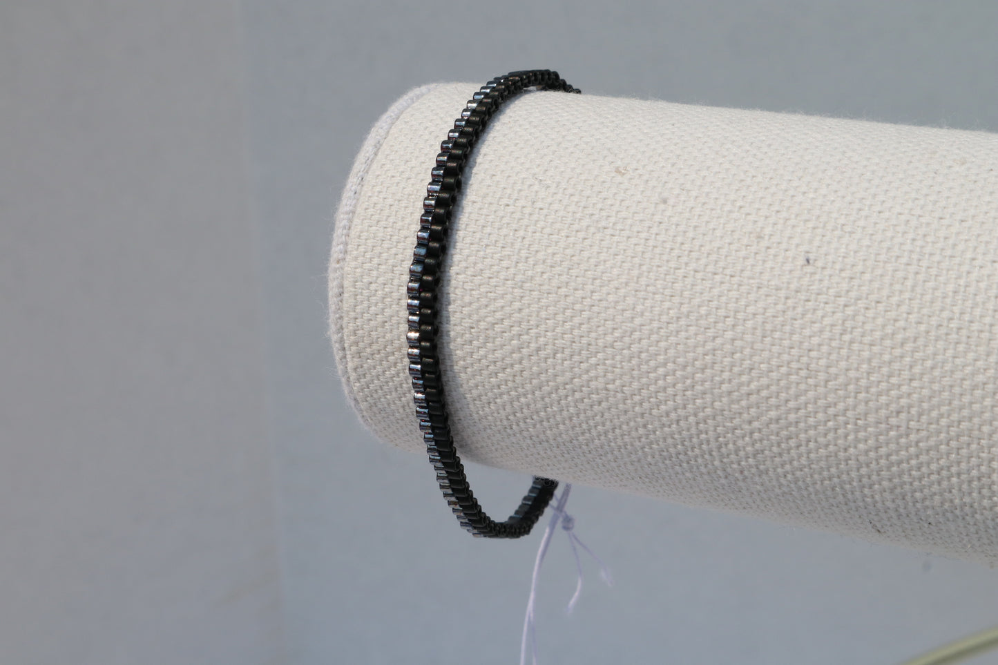Matte Black and Gunmetal 2-Wide Delica Bead Bracelet