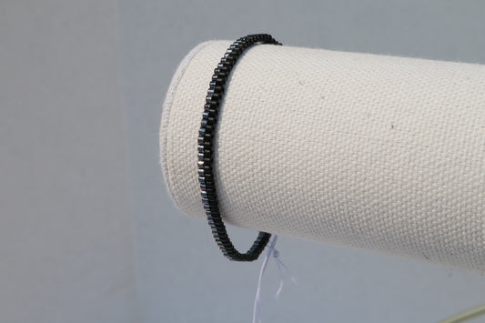 Matte Black and Gunmetal 2-Wide Delica Bead Bracelet