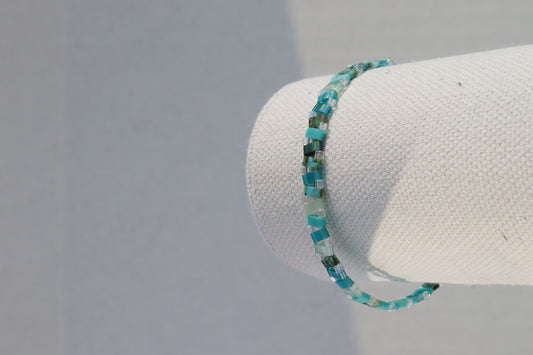 Teal Mix Railroad Tila Bracelet