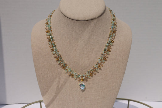 Amazonite Stone St. Petersburg Necklace with crystal accent