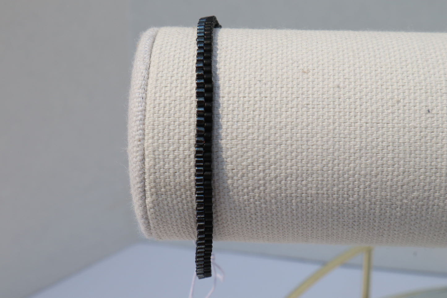 Matte Black and Gunmetal 2-Wide Delica Bead Bracelet
