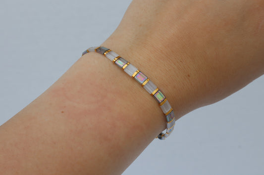 Straight Grey/ blue Full Tila Bracelet