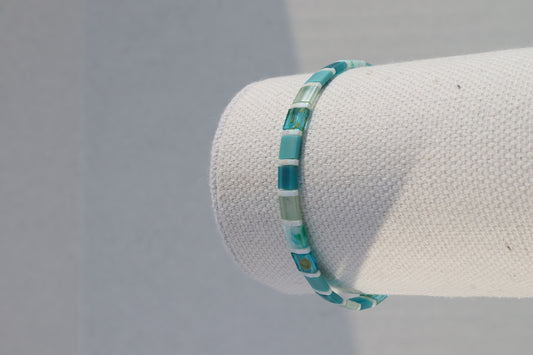 Teal Mix Full Straight Tila Bracelet