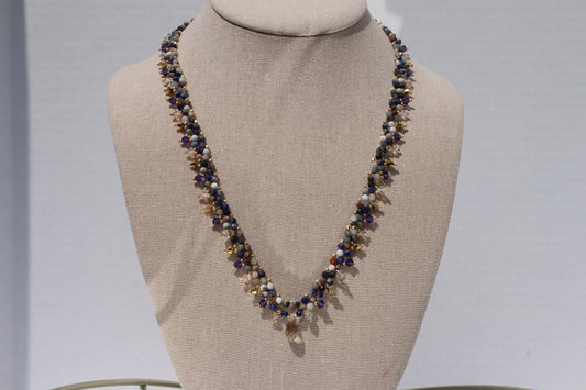Lapis Stone St. Petersburg Necklace with crystal accent